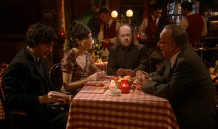 OH DEAR, I'VE DROPPED MY FORK! EXCUSE ME, I'D BETTER GET THAT. 