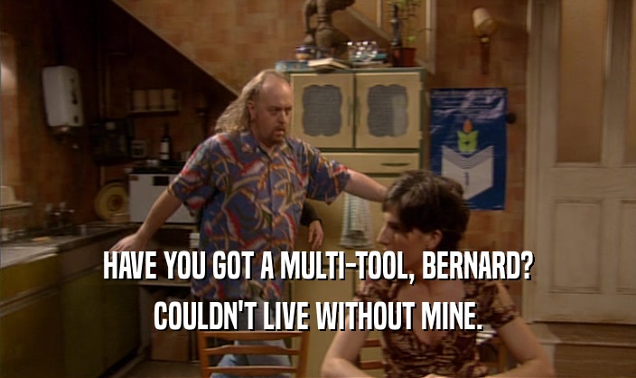 HAVE YOU GOT A MULTI-TOOL, BERNARD? COULDN'T LIVE WITHOUT MINE. 