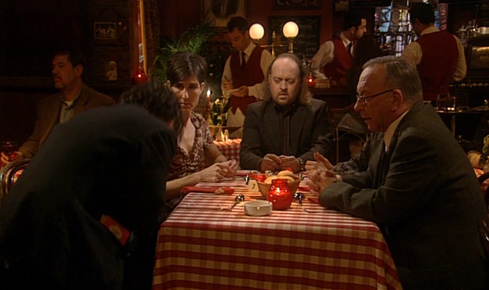 OH DEAR, I'VE DROPPED MY FORK! EXCUSE ME, I'D BETTER GET THAT. 