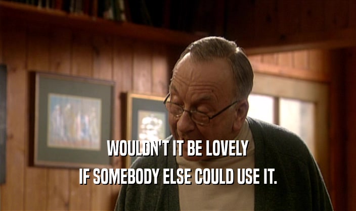 WOULDN'T IT BE LOVELY IF SOMEBODY ELSE COULD USE IT. 