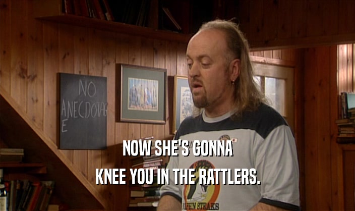 NOW SHE'S GONNA
 KNEE YOU IN THE RATTLERS.
 