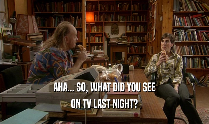 AHA... SO, WHAT DID YOU SEE ON TV LAST NIGHT? 