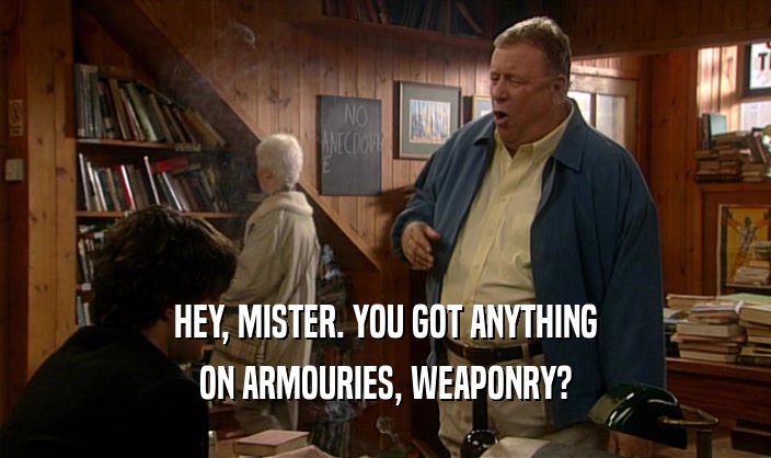 HEY, MISTER. YOU GOT ANYTHING
 ON ARMOURIES, WEAPONRY?
 