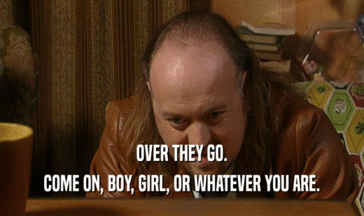 OVER THEY GO. COME ON, BOY, GIRL, OR WHATEVER YOU ARE. 