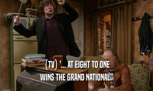 (TV) '... AT EIGHT TO ONE
 WINS THE GRAND NATIONAL.'
 