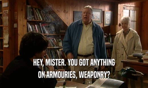 HEY, MISTER. YOU GOT ANYTHING
 ON ARMOURIES, WEAPONRY?
 