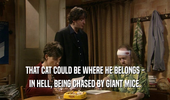 THAT CAT COULD BE WHERE HE BELONGS - IN HELL, BEING CHASED BY GIANT MICE. 