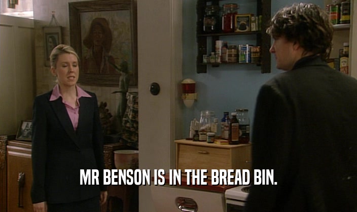 MR BENSON IS IN THE BREAD BIN.  