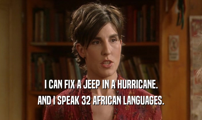 I CAN FIX A JEEP IN A HURRICANE. AND I SPEAK 32 AFRICAN LANGUAGES. 