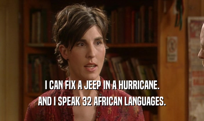 I CAN FIX A JEEP IN A HURRICANE. AND I SPEAK 32 AFRICAN LANGUAGES. 