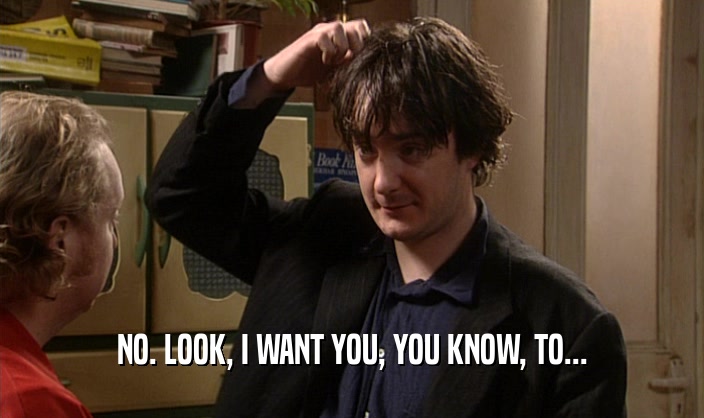 NO. LOOK, I WANT YOU, YOU KNOW, TO...  