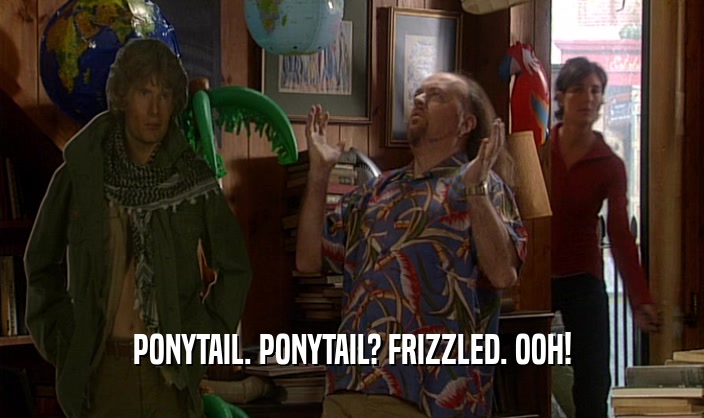 PONYTAIL. PONYTAIL? FRIZZLED. OOH!  