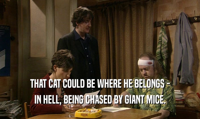 THAT CAT COULD BE WHERE HE BELONGS - IN HELL, BEING CHASED BY GIANT MICE. 