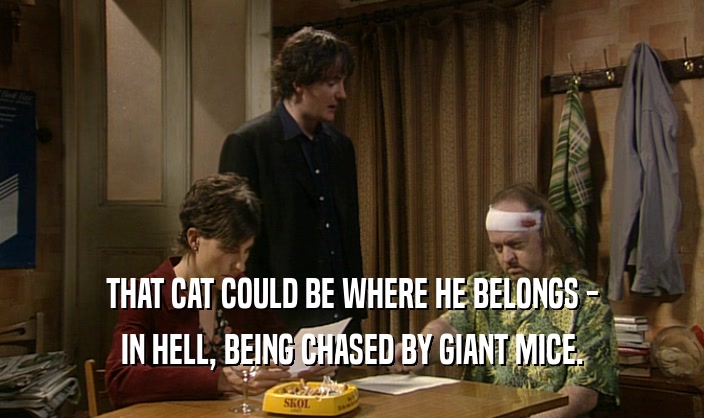THAT CAT COULD BE WHERE HE BELONGS - IN HELL, BEING CHASED BY GIANT MICE. 