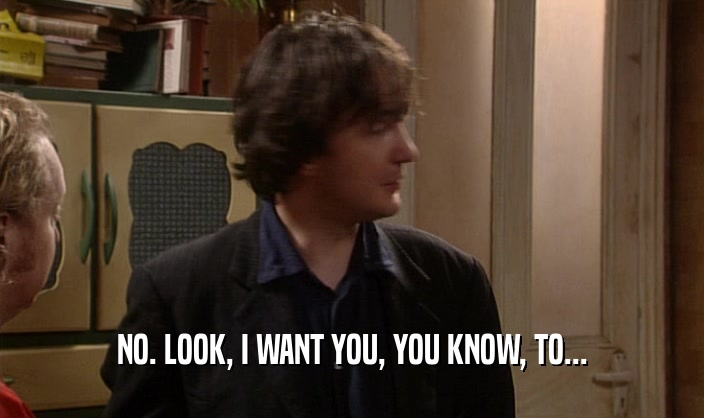 NO. LOOK, I WANT YOU, YOU KNOW, TO...  