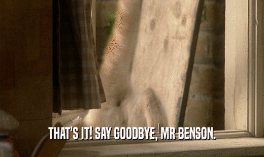 THAT'S IT! SAY GOODBYE, MR BENSON.
  
