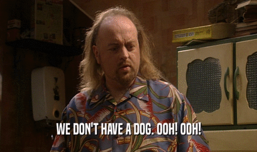 WE DON'T HAVE A DOG. OOH! OOH!
  