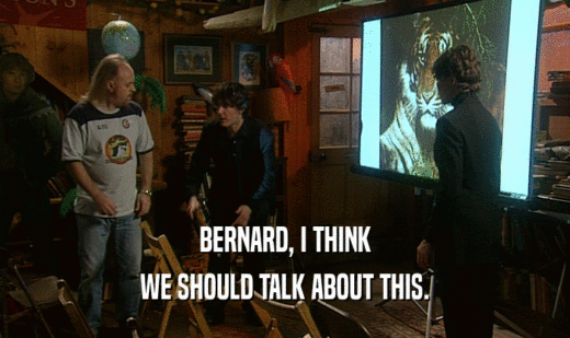 BERNARD, I THINK
 WE SHOULD TALK ABOUT THIS.
 