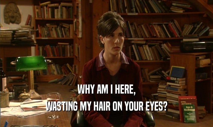 WHY AM I HERE, WASTING MY HAIR ON YOUR EYES? 
