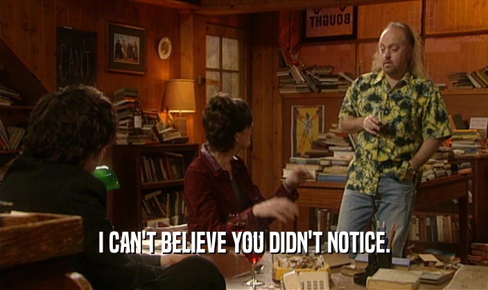 I CAN'T BELIEVE YOU DIDN'T NOTICE.  
