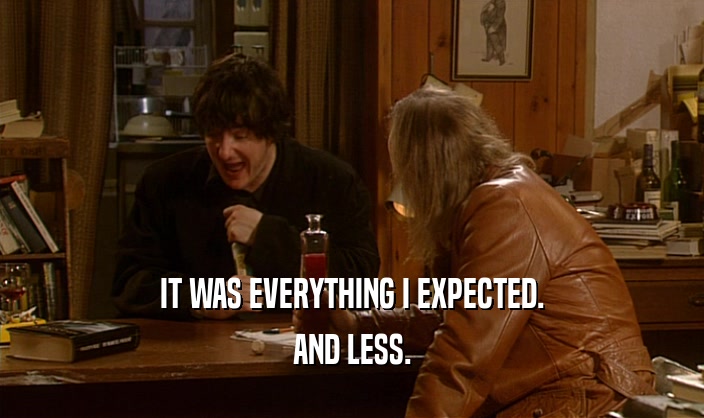 IT WAS EVERYTHING I EXPECTED. AND LESS. 