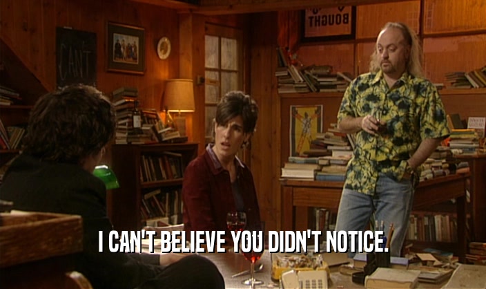 I CAN'T BELIEVE YOU DIDN'T NOTICE.  
