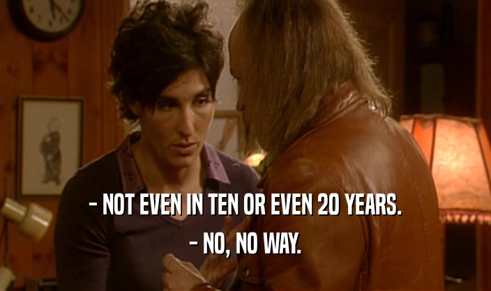 - NOT EVEN IN TEN OR EVEN 20 YEARS.
 - NO, NO WAY.
 