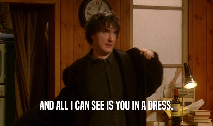 AND ALL I CAN SEE IS YOU IN A DRESS.  