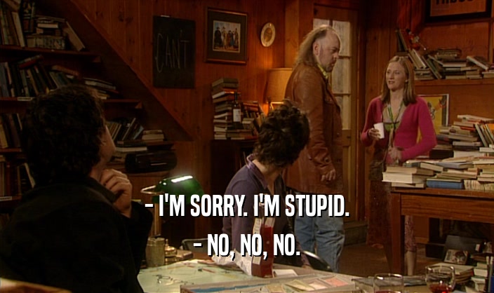 - I'M SORRY. I'M STUPID. - NO, NO, NO. 