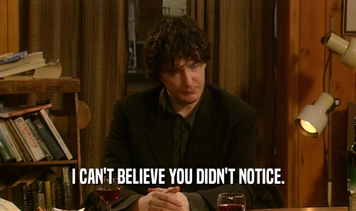 I CAN'T BELIEVE YOU DIDN'T NOTICE.  
