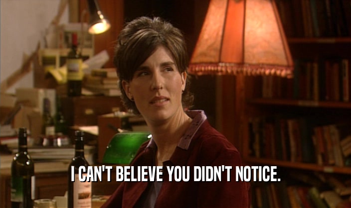 I CAN'T BELIEVE YOU DIDN'T NOTICE.  