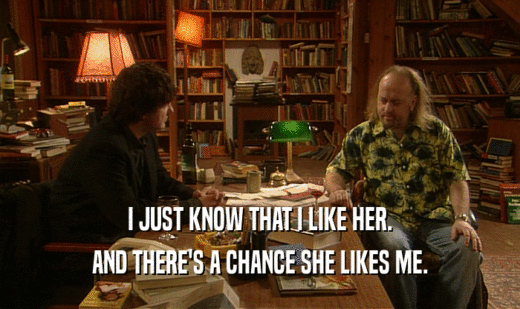 I JUST KNOW THAT I LIKE HER. AND THERE'S A CHANCE SHE LIKES ME. 