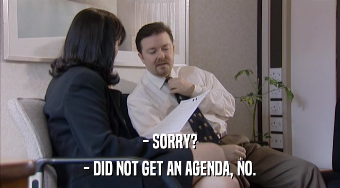- SORRY? - DID NOT GET AN AGENDA, NO. 