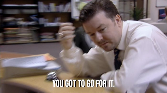 YOU GOT TO GO FOR IT.  
