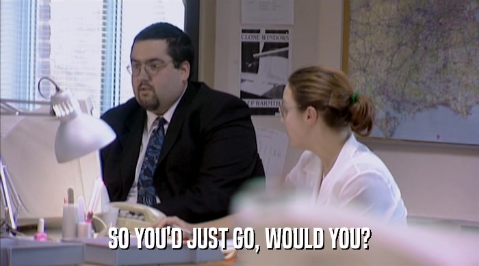SO YOU'D JUST GO, WOULD YOU?  