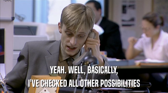 YEAH. WELL, BASICALLY, I'VE CHECKED ALL OTHER POSSIBILITIES 