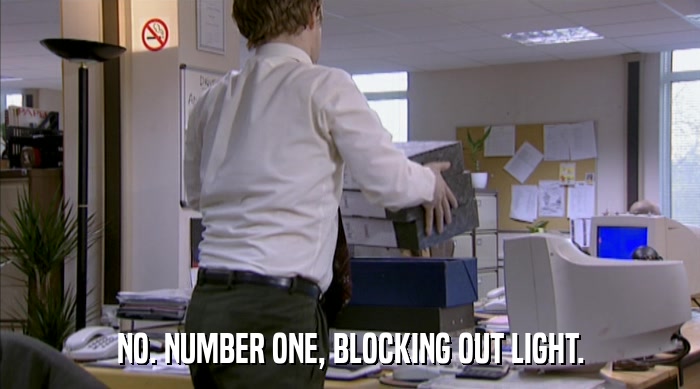 NO. NUMBER ONE, BLOCKING OUT LIGHT.  