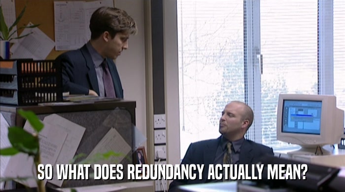 SO WHAT DOES REDUNDANCY ACTUALLY MEAN?  