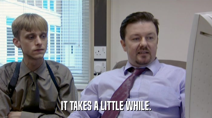 IT TAKES A LITTLE WHILE.  