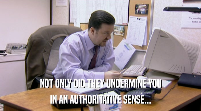 NOT ONLY DID THEY UNDERMINE YOU IN AN AUTHORITATIVE SENSE... 