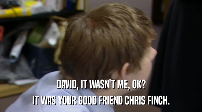 DAVID, IT WASN'T ME, OK?
 IT WAS YOUR GOOD FRIEND CHRIS FINCH. 