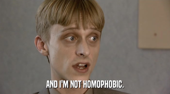 AND I'M NOT HOMOPHOBIC.  