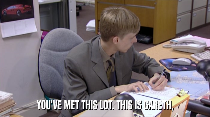 YOU'VE MET THIS LOT. THIS IS GARETH,  