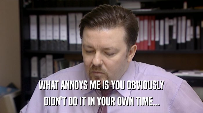 WHAT ANNOYS ME IS YOU OBVIOUSLY DIDN'T DO IT IN YOUR OWN TIME... 
