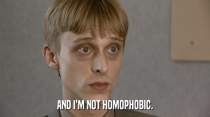 AND I'M NOT HOMOPHOBIC.  