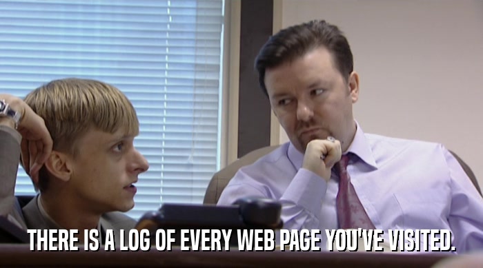 THERE IS A LOG OF EVERY WEB PAGE YOU'VE VISITED.  