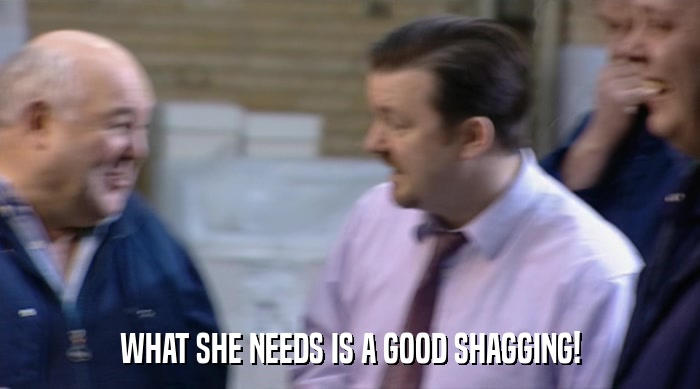 WHAT SHE NEEDS IS A GOOD SHAGGING!  