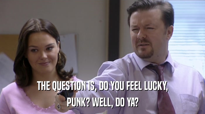 THE QUESTION IS, DO YOU FEEL LUCKY, PUNK? WELL, DO YA? 