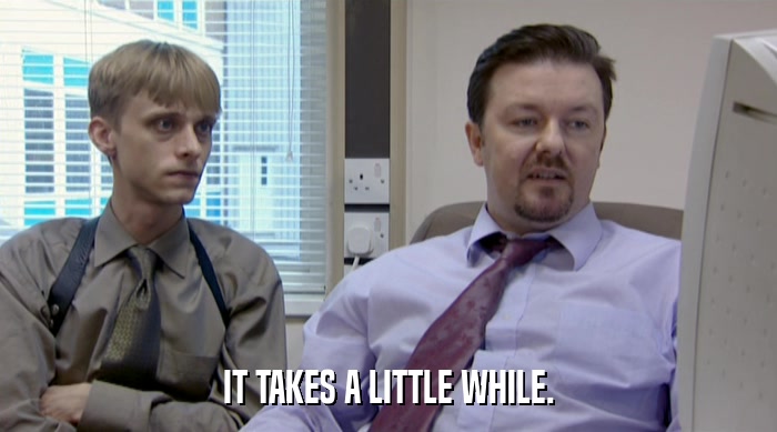 IT TAKES A LITTLE WHILE.  
