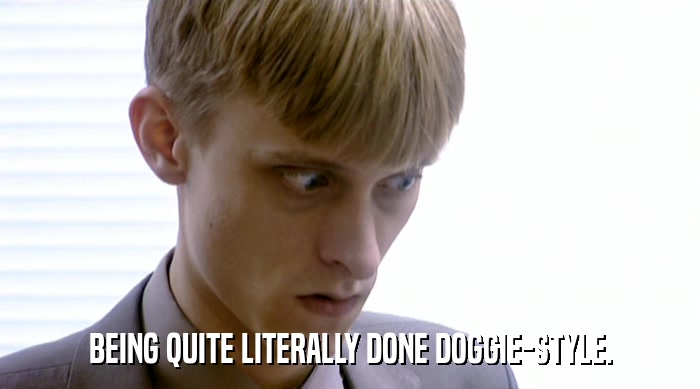 BEING QUITE LITERALLY DONE DOGGIE-STYLE.  